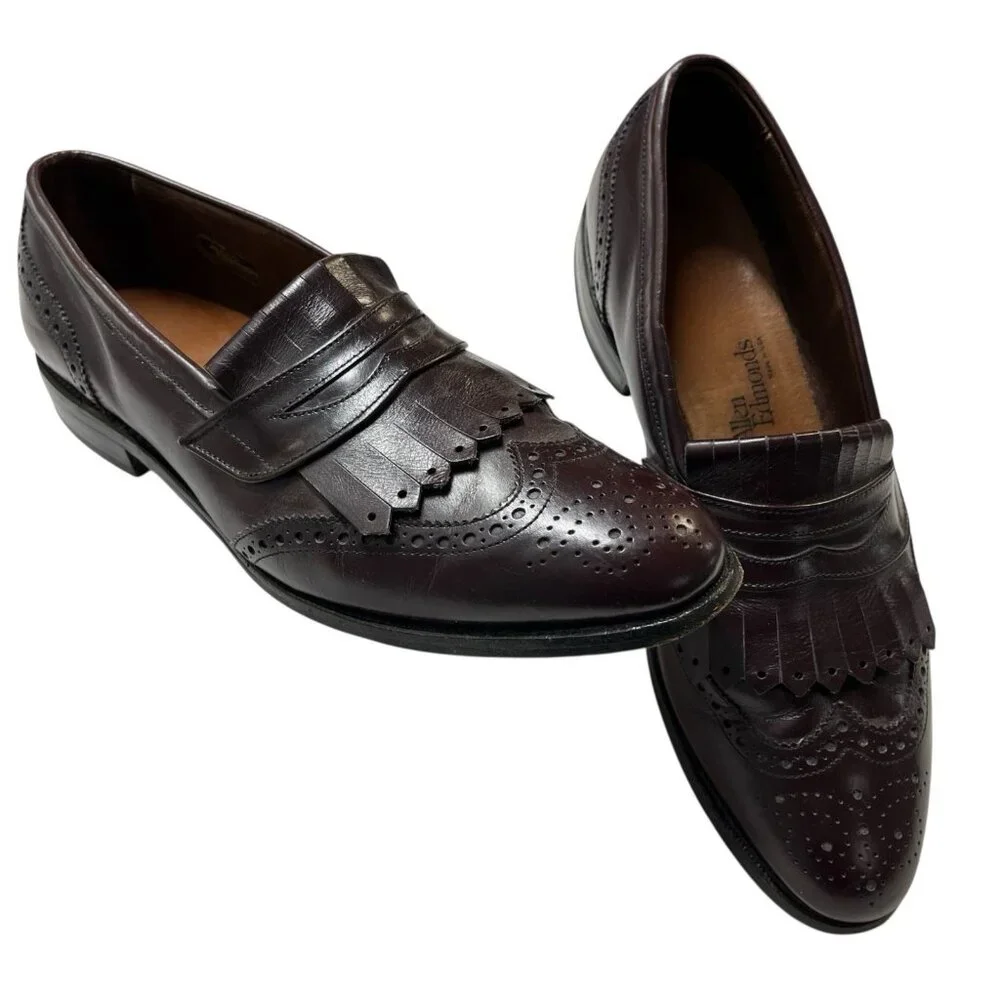 Allen‎ Edmonds Shoe Mens 10 Wilbert Brown Leather Comfort Blucher Oxford Casual